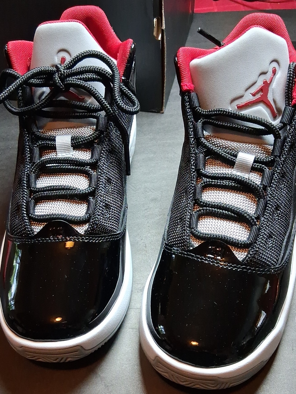 Jordan Kids Black White and Red Low-Top Sneakers